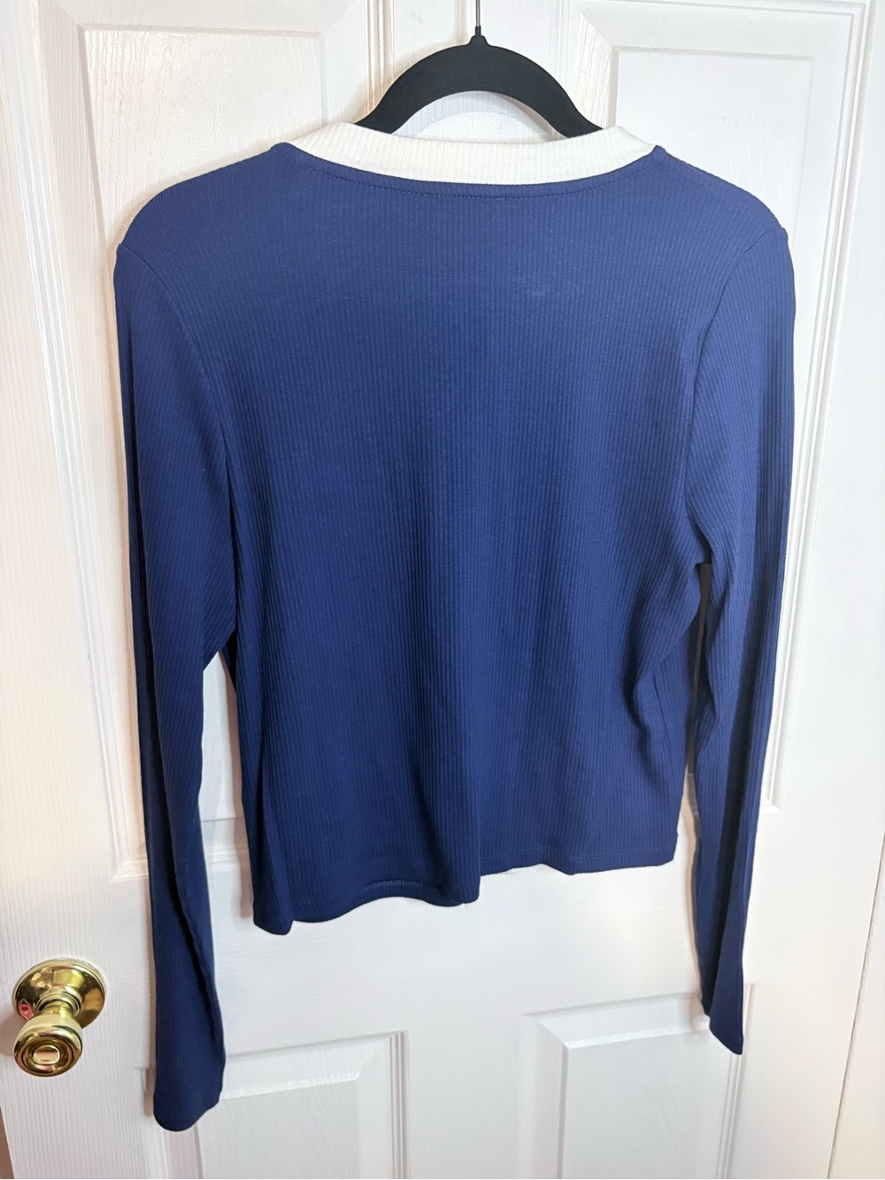 J.Crew Vintage Rib Lady Jacket Cardigan L Dark Evening Blue Gold Buttons - Picture 7 of 10